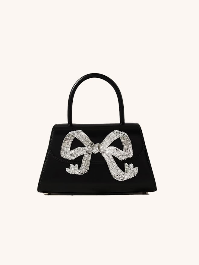 Crystal-Embellished Bow-Detailed Leather Tote