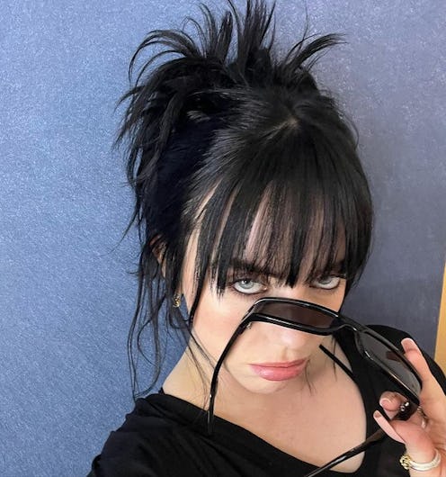 Billie Eilish spiky goth updo with bangs