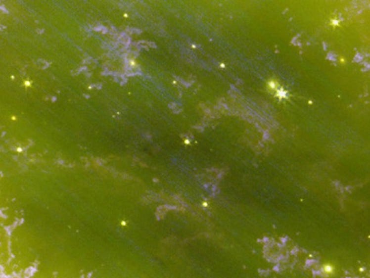 stars on a green field of gas in space