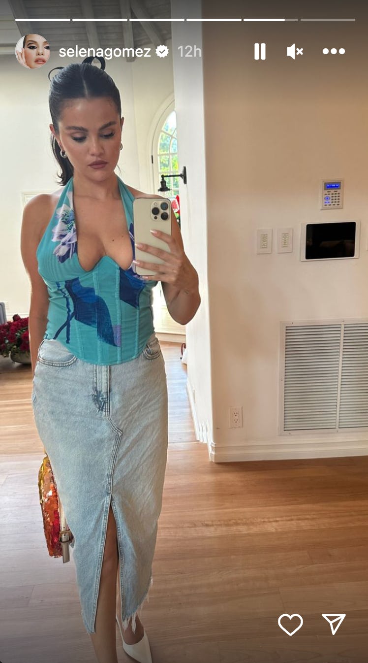 Selena Gomez wears a corset on her Instagram Stories