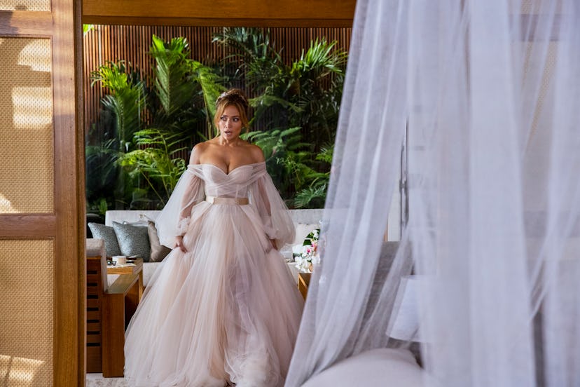 Jennifer Lopez wears a Galia Lahav wedding gown in Shotgun Wedding.