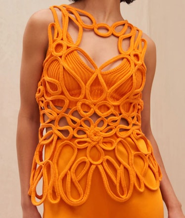 orange crochet top