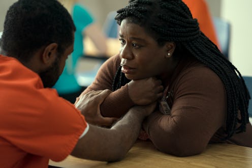 Jamaal Grant as Shawn Flowers, Uzo Aduba as Edie Flowers in 'Painkiller' Episode 6, via Netflix's pr...
