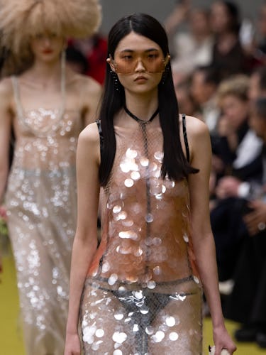 A model walks the runway during the Gucci Ready to Wear Fall/Winter 2023-2024 fashion show as part o...