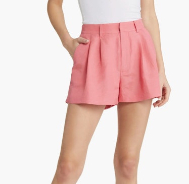 pink linen shorts