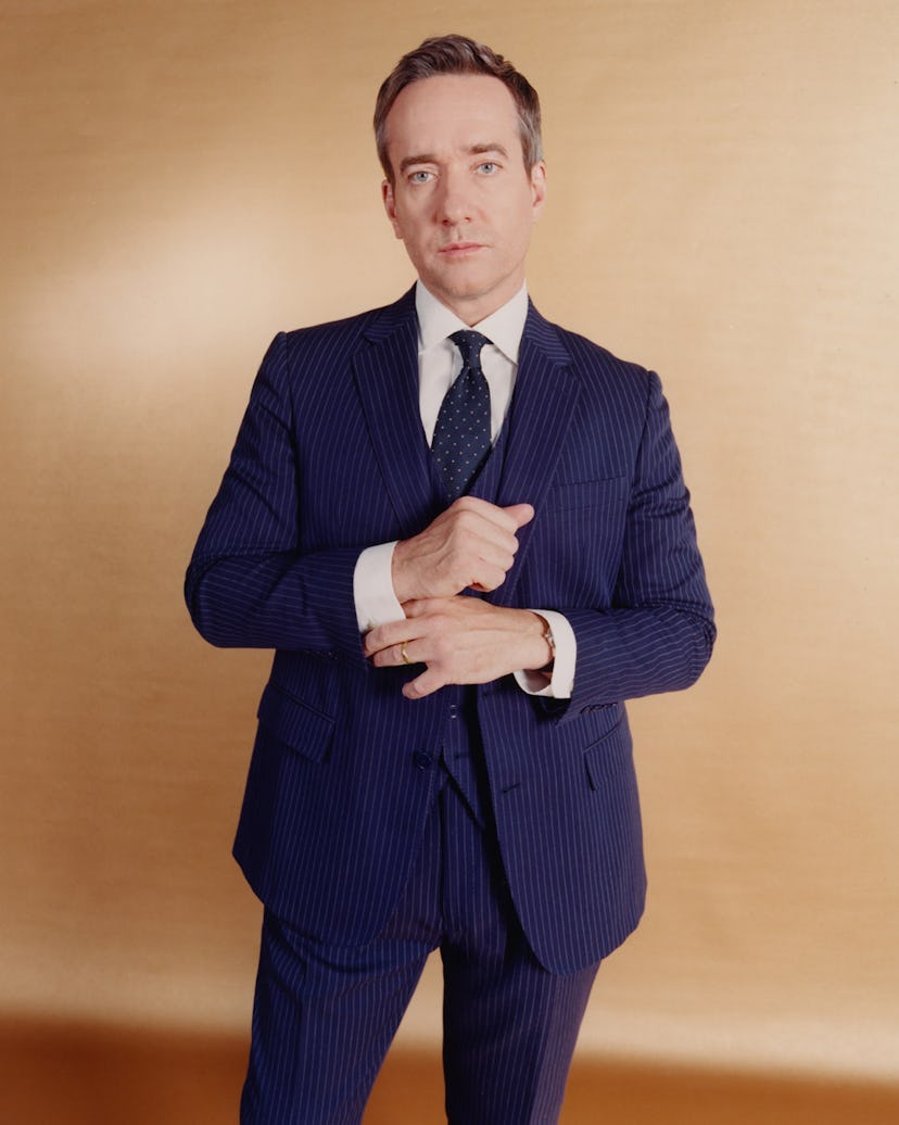 Macfadyen wears a Tom Ford suit; Polo Ralph Lauren shirt; Omega watch; Church's shoes.