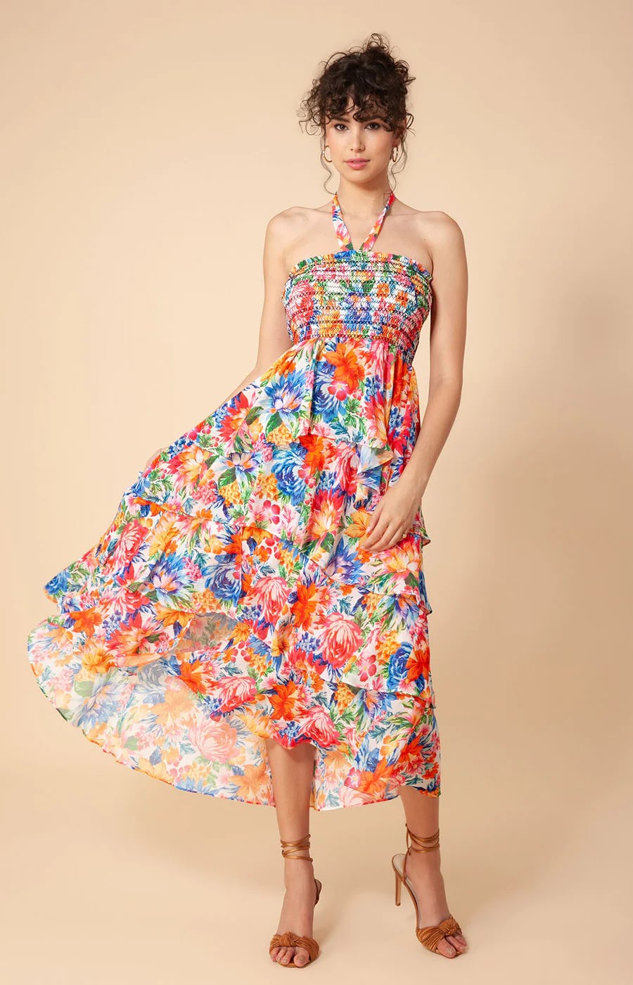 Corine Smocked Halter Dress