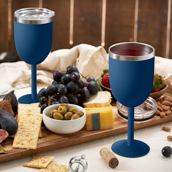 FineDine Premium Grade Stainless Steel Wine Glasses (2-Pack)