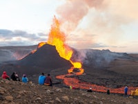 A volcanic eruption at the Reykjanes peninsula in Iceland in May 2021