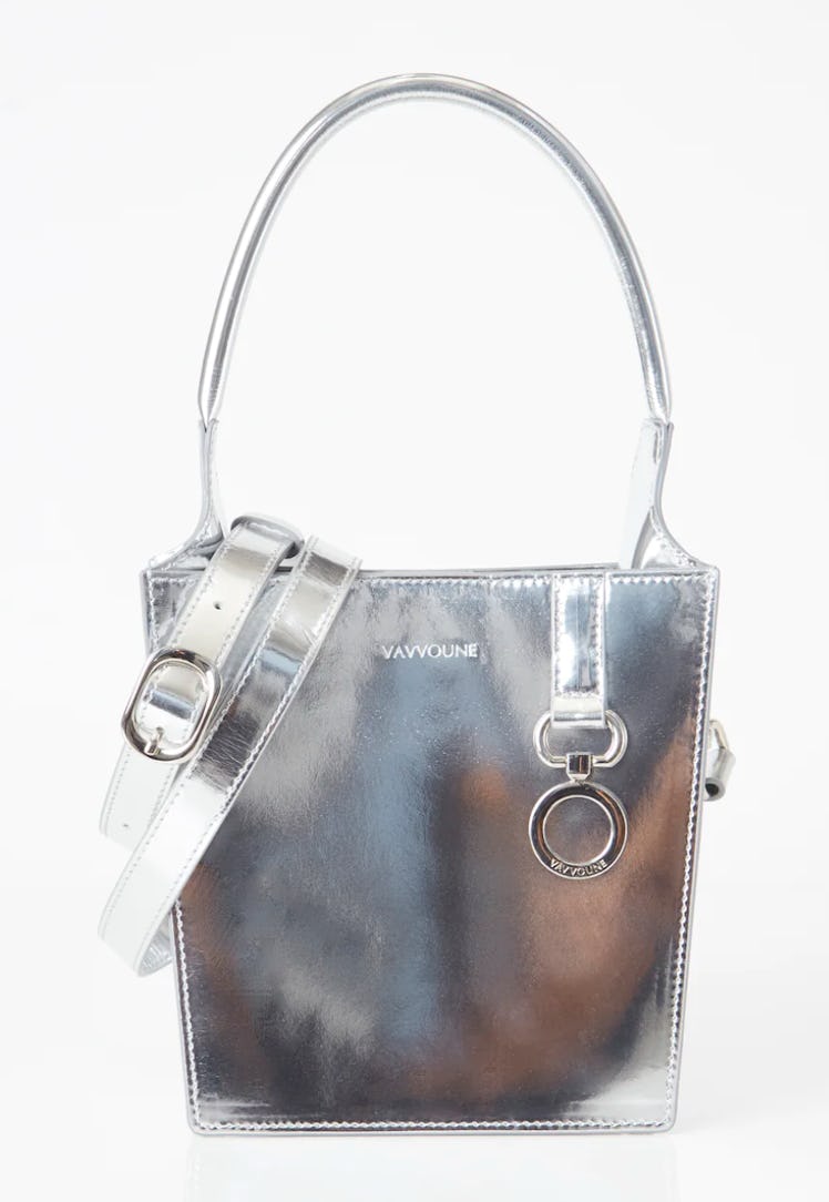 mirrored silver handbag