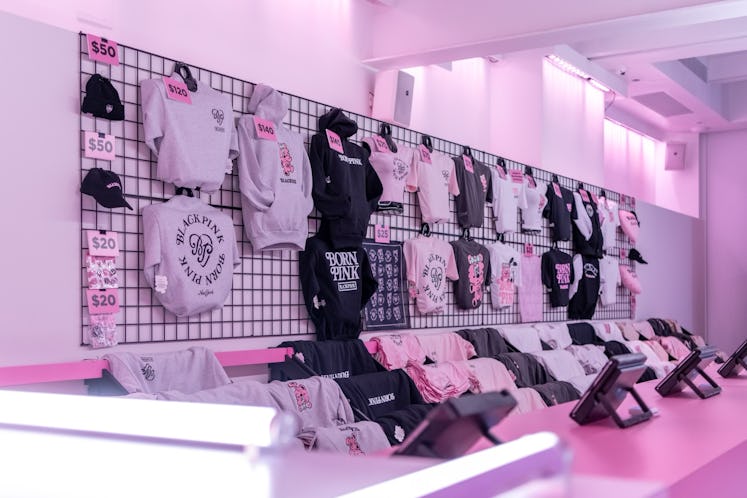 The merch inside the BLACKPINK 'Born Pink' pop-up experience in NYC.