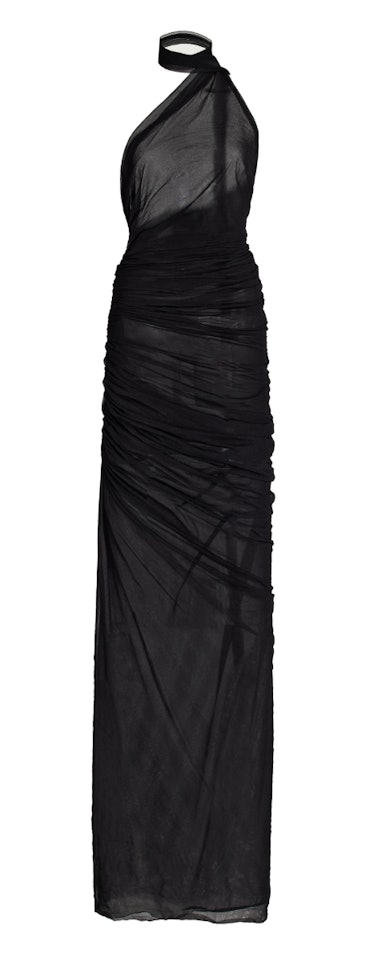 black sheer halter dress