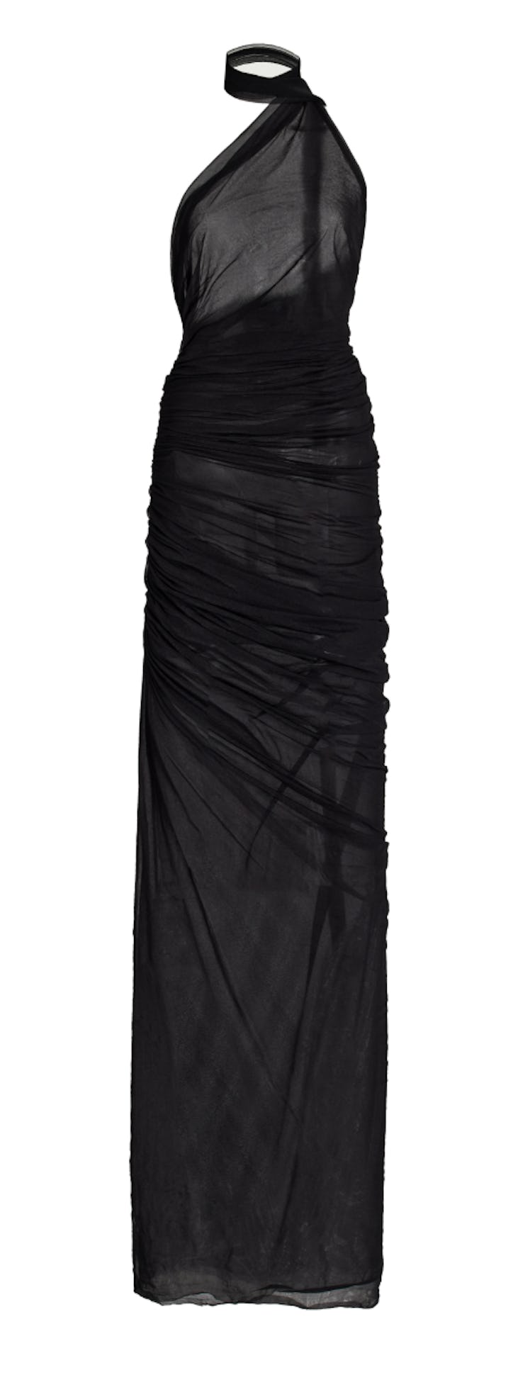 black sheer halter dress