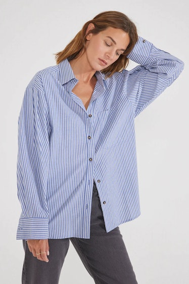 striped button-up