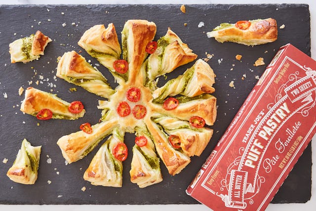 Tear and share puff pastry finger food recipe from Trader Joe's