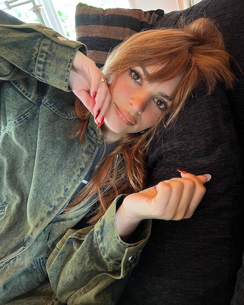 Emily Ratajkowski red hair with bangs