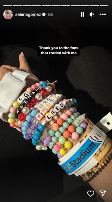 Selena Gomez posts a picture of friendship bracelets worn at Taylor Swift's 'Eras' tour