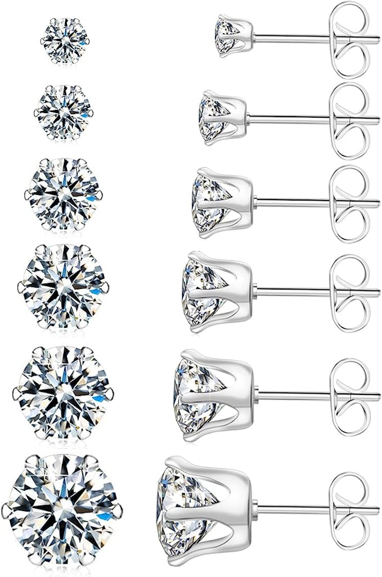 UHIBROS Stainless Steel Stud Earrings Set (6 Pairs)