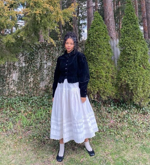 white skirt in the fall