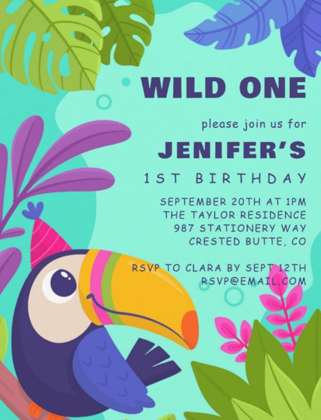 Toucan Wild One Birthday Invitation