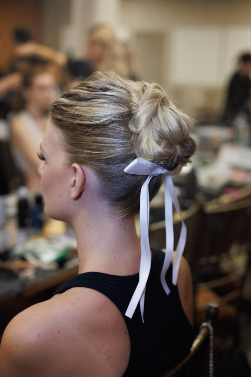 Hair ribbons at Alice + Olivia Spring/Summer 2024.