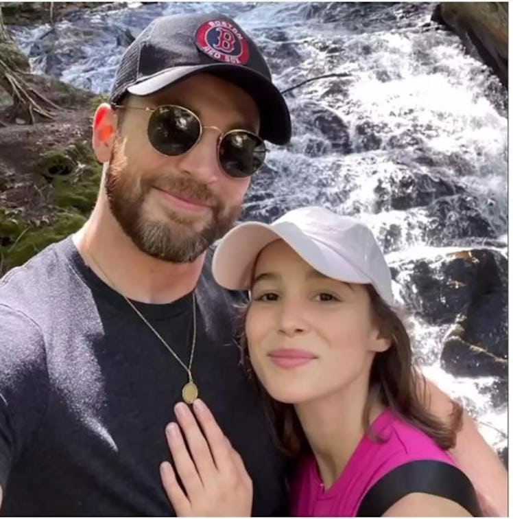 Chris Evans and Alba Baptista in a photo posted to Evans' Instagram.