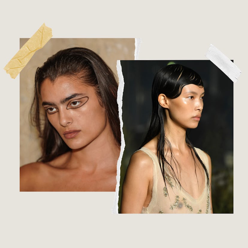 Here is how to achieve a wet hair look like the hairstyles at Eckhaus Latta & Jason Wu New York Fash...