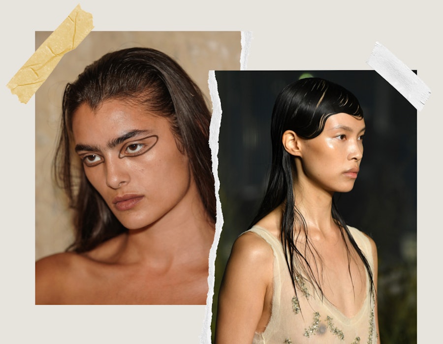 Here is how to achieve a wet hair look like the hairstyles at Eckhaus Latta & Jason Wu New York Fash...