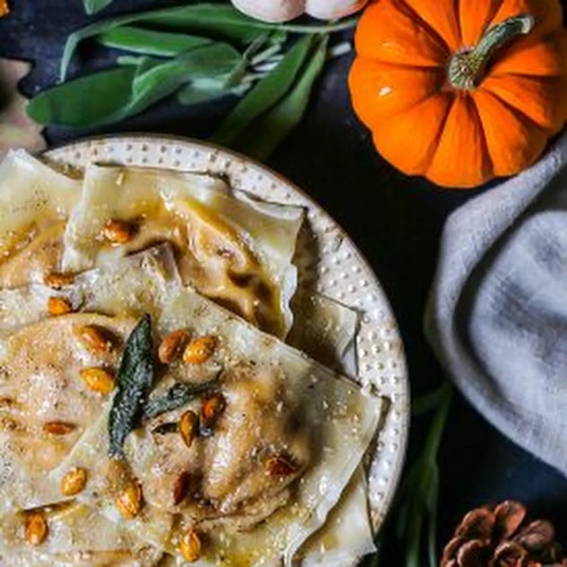 butternut squash ravioli with brown butter sauce
