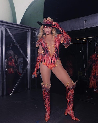 Beyoncé wears a custom Roberto Cavalli look during her 'Renaissance' world tour.