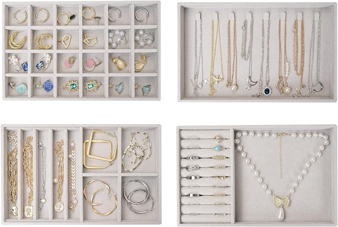 ProCase Stackable Jewelry Organizer Trays (4-Piece Set)