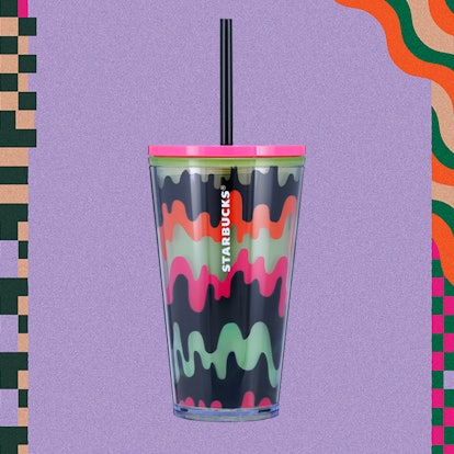 This Multicolor Drip Cold Cup is part of Starbucks' 2023 Halloween merch collection. 