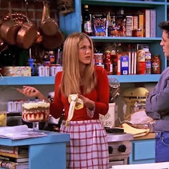 Jennifer Aniston, Matt LeBlanc, and David Schwimmer as Rachel Green, Joey Tribbiani, and Ross Gellar...