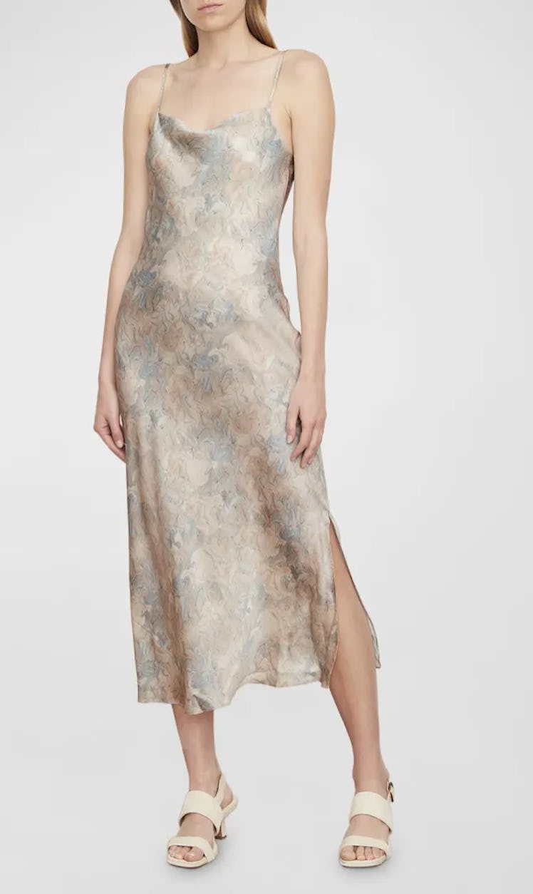 marble midi slip dress