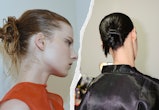 The low messy bun is the chillest beauty trend from New York Fashion Week Spring/Summer 2024.