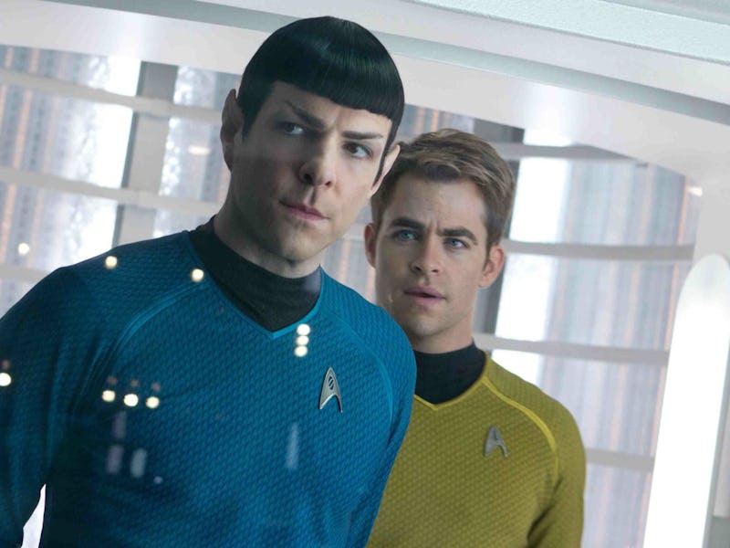 Zachary Quinto as Commander Spock and Chris Pine as Captain Kirk in 'Star Trek Into Darkness'