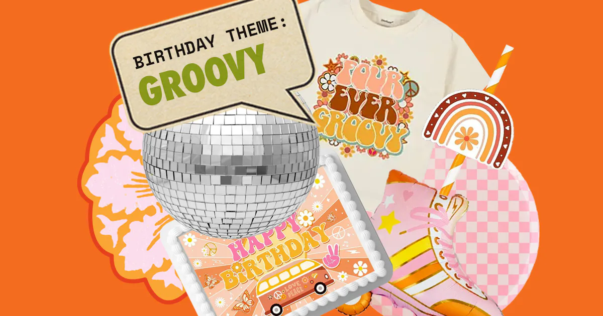 Groovy Birthday Party: Outfits, Decor, Favors, & Invitations