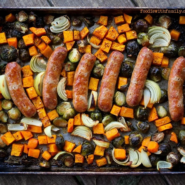 roasted vegetable sausage sheet pan