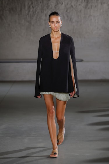 Model on the runway at Tory Burch Spring 2024 Ready To Wear Fashion Show at the American Museum of N...
