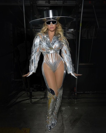 Beyoncé wears a custom Mugler look during her 'Renaissance' world tour.