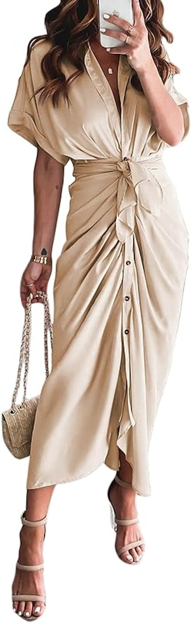 Ceuplon Ruched Front Maxi Dress