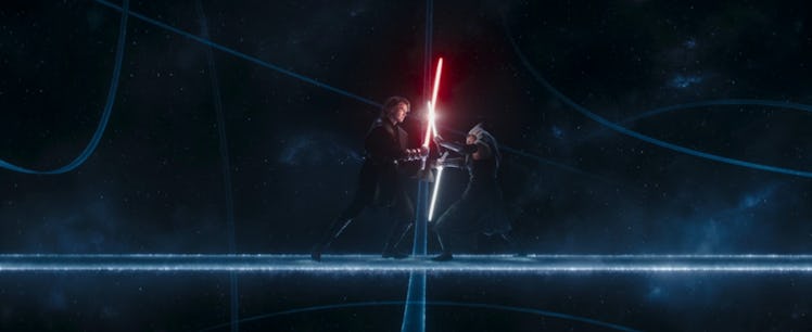 Anakin Skywalker (Hayden Christensen) duels Ahsoka Tano (Rosario Dawson) in 'Ahsoka' Episode 5