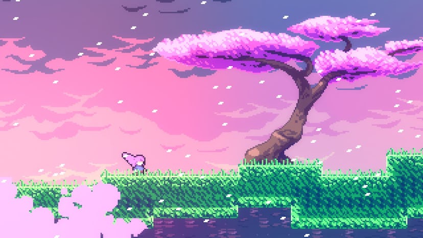 Celeste screenshot with cherry tree