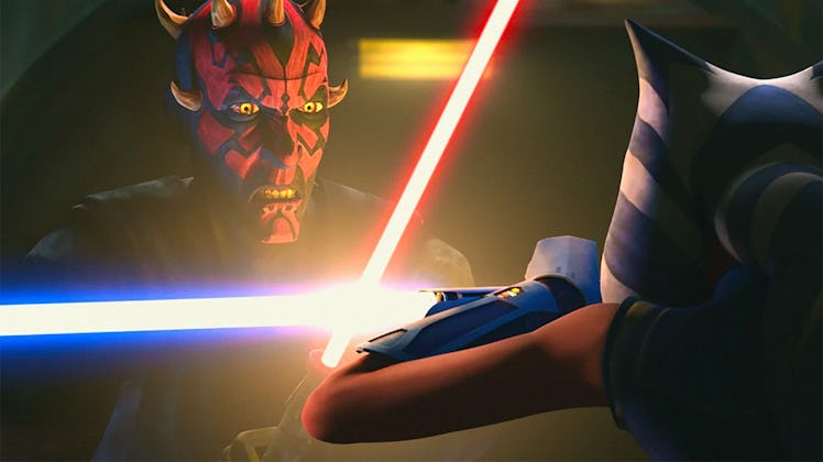 Maul clashes with Ahsoka Tano in Star Wars: The Clone Wars