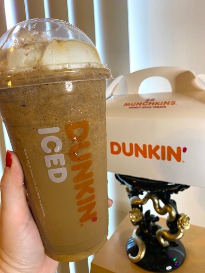 I tried the Ice Spice Munchkins Drink from Dunkin' with actual donuts blended in. 