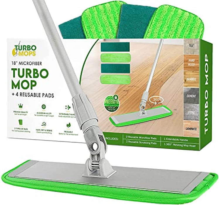 Turbo Mops 360 Degree Microfiber Floor Mop System with Washable Pads