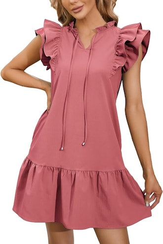 ANNA&CHRIS A-Line Babydoll Dress with Ruffled Cap Sleeves