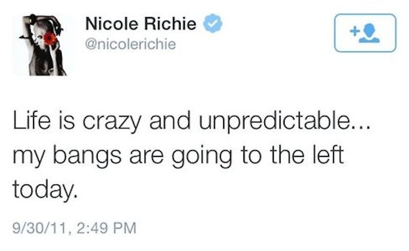 Nicole Richie bangs tweet 2011