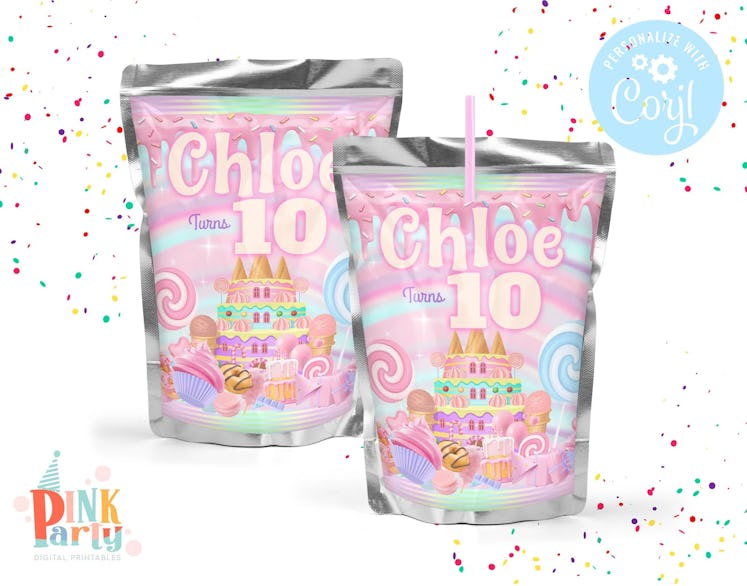 birthday party food idea: get personalized juice box labels 