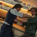 Aaron Taylor-Johnson and Brad Pitt in Bullet Train